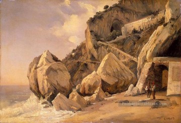 romantique romantisme Tableau Peinture - Roches à Amalfi plein air romantisme Jean Baptiste Camille Corot